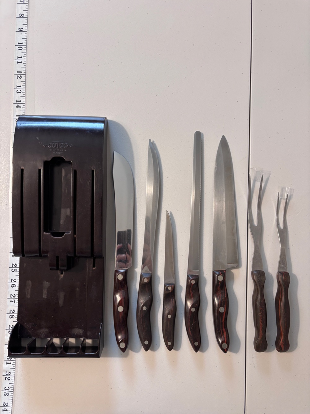 Vintage Cutco Knives Set Serving Forks with Wall Mount Holder Drawer Organizer